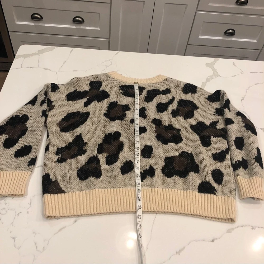 Cotton Emporium Animal Print Crewneck Sweater Acrylic Wool Mohair Grandpa Size L